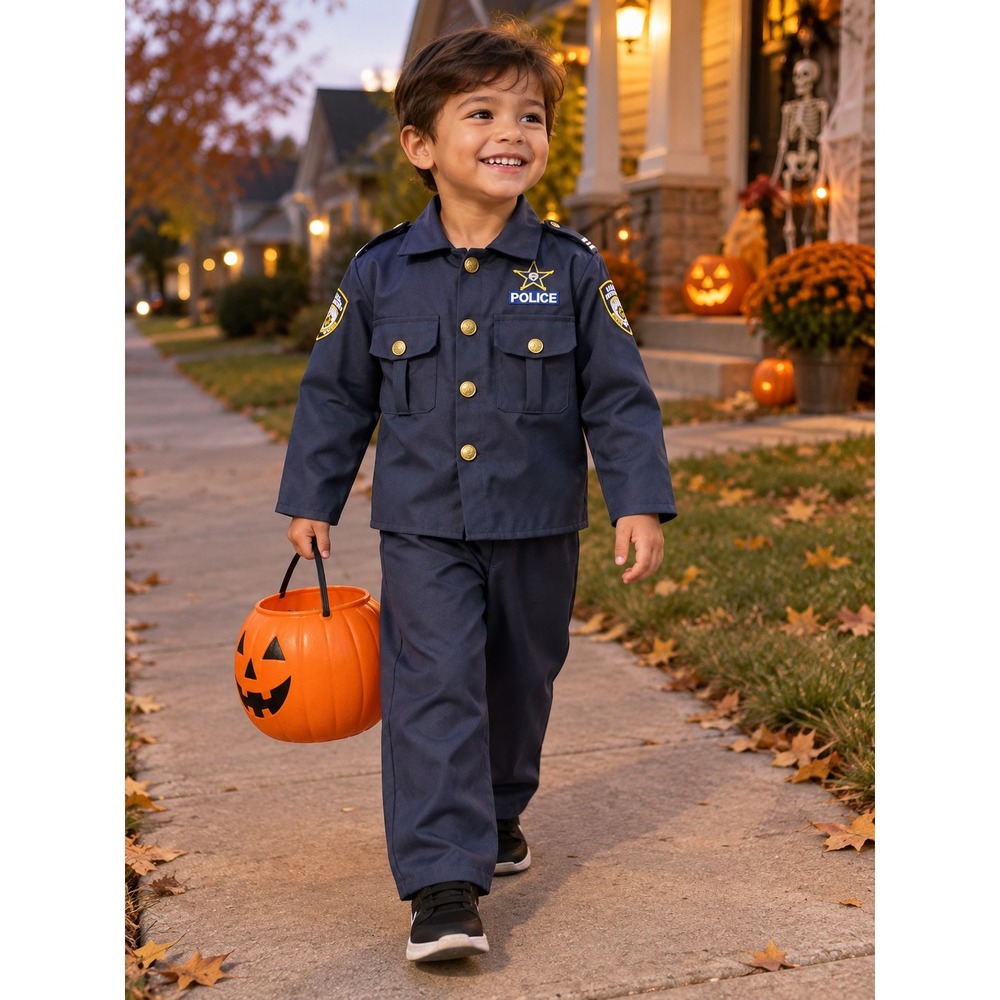 Lightning Quick Kids Police Officer Costume Set Navy Blue Size T4 3-4 Years